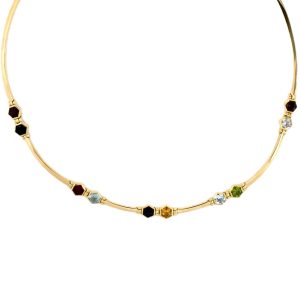 18K YELLOW GOLD VINTAGE MULTI-GEM NECKLACE