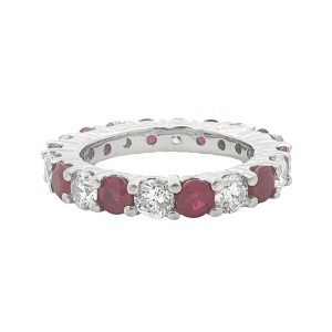 White gold ruby diamond eternity ring