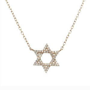 14K YELLOW GOLD STAR OF DAVID DIAMOND PENDANT