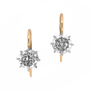 PLATINUM & 18K YELLOW GOLD VINTAGE FILIGREE DIAMOND EARRINGS