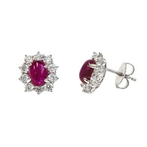PLATINUM VINTAGE RUBY DIAMOND EARRINGS