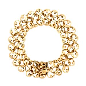 14K YELLOW GOLD VINTAGE CORRUGATED FIGURE 8 LINK BRACELET