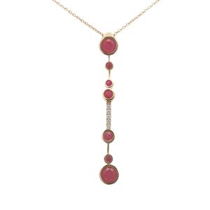 14K YELLOW GOLD RUBY DIAMOND PENDANT