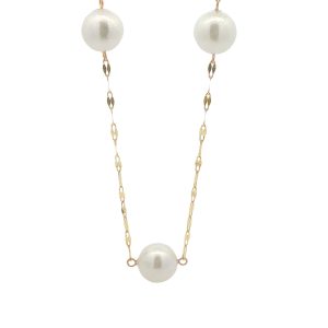 14K YELLOW GOLD AKOYA PEARL NECKLACE