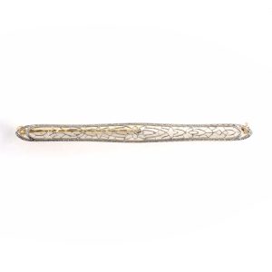 PLATINUM & 14 KARAT YELLOW GOLD EDWARDIAN VINTAGE FILIGREE BAR PIN