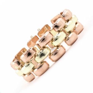 14K YELLOW & ROSE GOLD RETRO VINTAGE TANK BRACELET