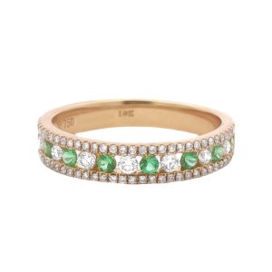 18K YELLOW GOLD EMERALD DIAMOND RING