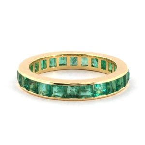 18K YELLOW GOLD VINTAGE EMERALD ETERNITY RING