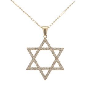 14K YELLOW GOLD DIAMOND STAR OF DAVID PENDANT