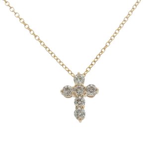 14K YELLOW GOLD DIAMOND CROSS PENDANT