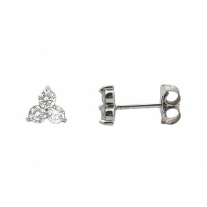14K WHITE GOLD DIAMOND CLUSTER STUD EARRINGS