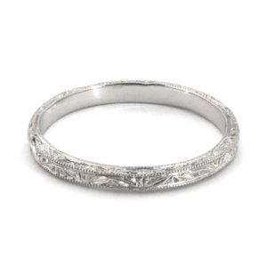 PLATINUM VINTAGE CARVED WEDDING RING